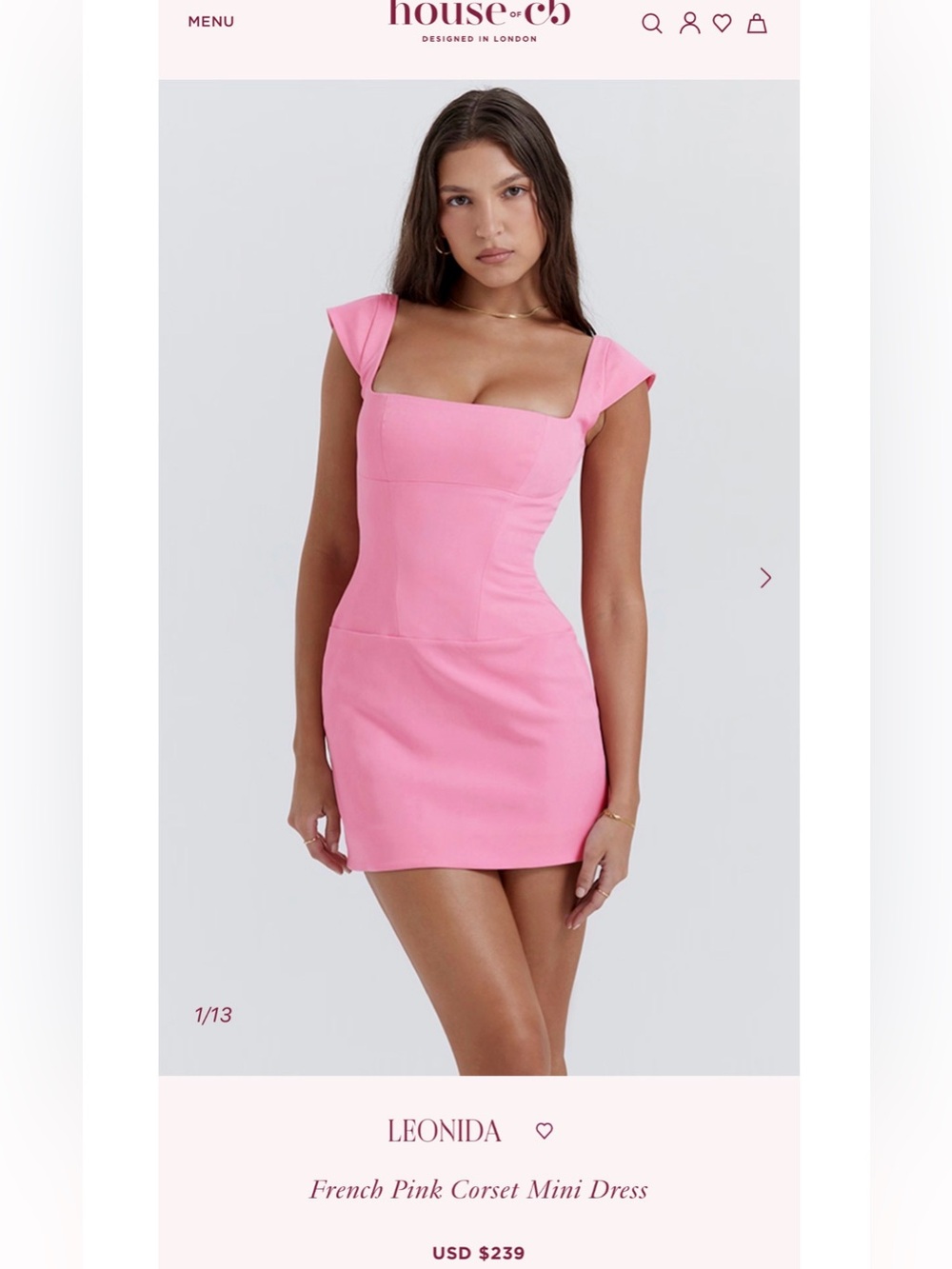 House of CB Leonida Pink Corset Mini Dress
